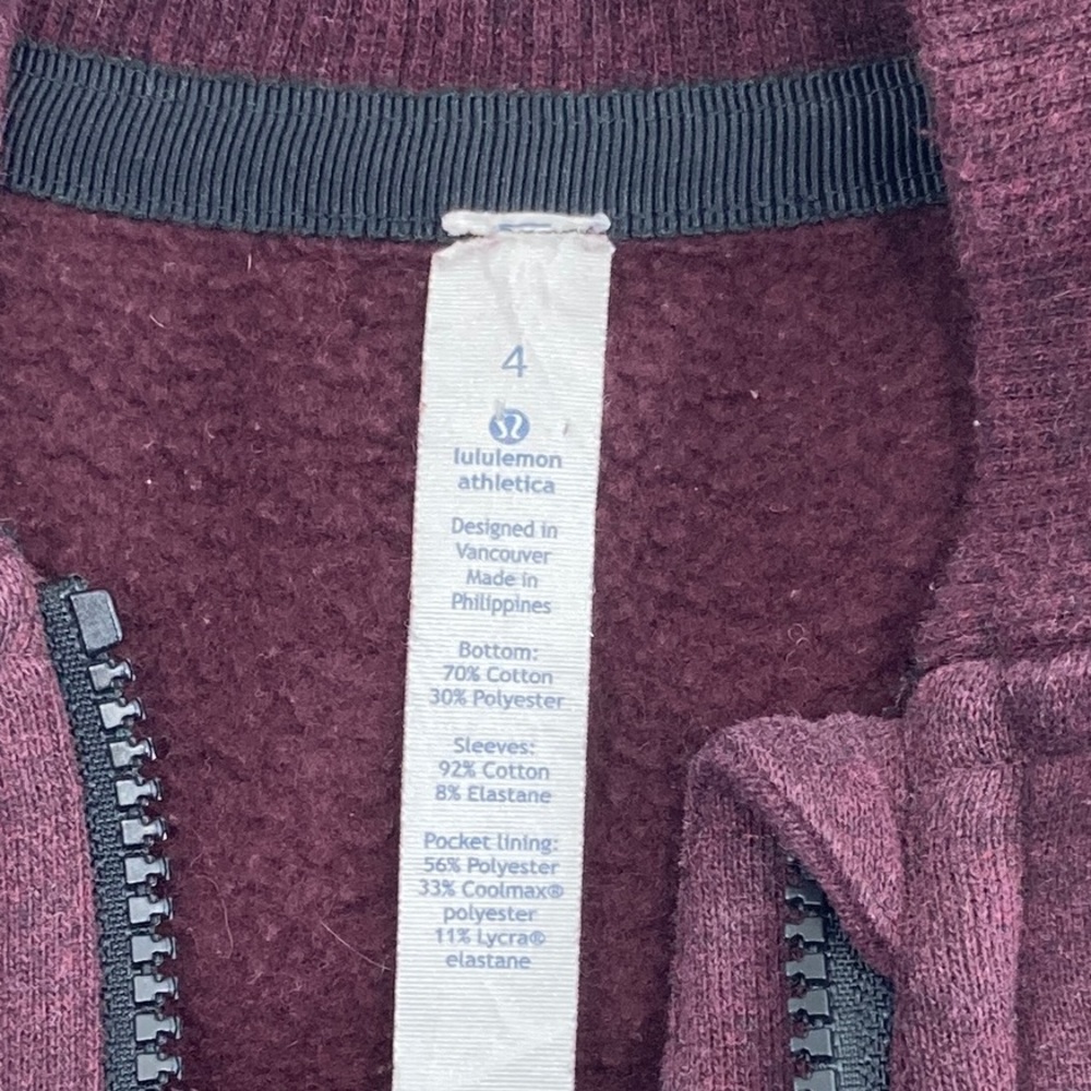 Lululemon Pleat To Street Bomber Jacket Burgundy 4 Coat Sweatshirt Full Zip - Picture 6 of 16